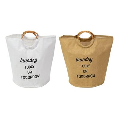 Waterproof Cotton Foldable Hamper With Sturdy Bamboos Handles Multipurpose Storage For Clothes Toy Household Items