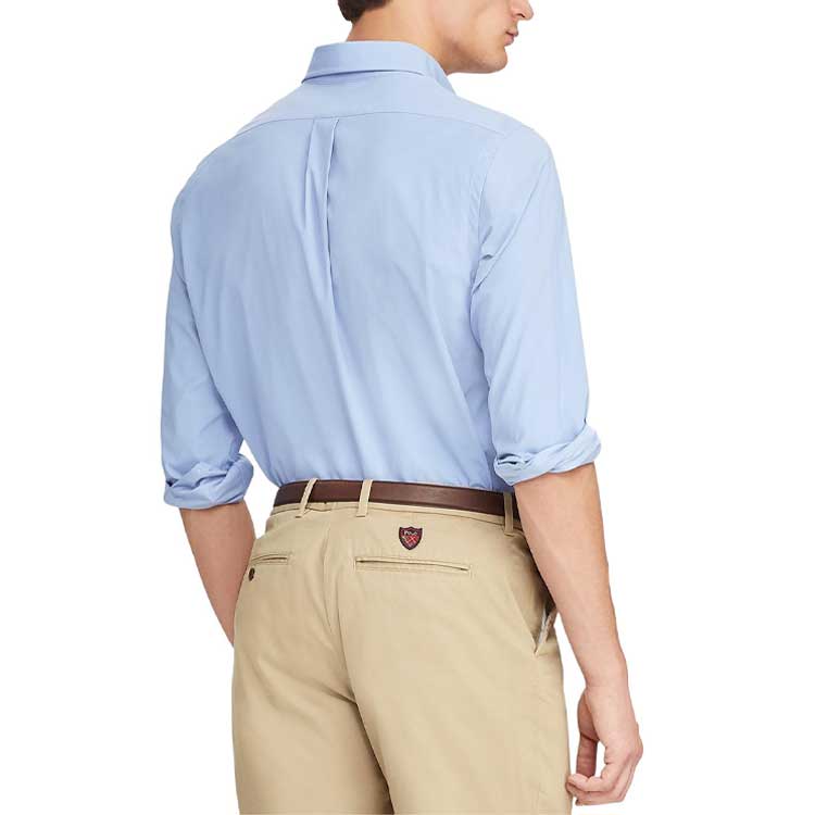 Polo Ralph Lauren Solid Color Logo Embroidered Button-Down Collar Long Sleeve Shirt Men shirts Light-Blue 710718711-026