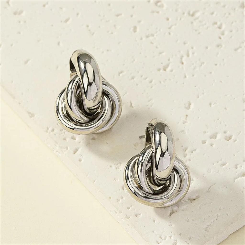 2Pcs Trendy Stainless Steel Gold Color Knot Hoop Earring For Women,Shiny Cute Tragus Cartilage Ear Stud Suitable Give Girlfriend
