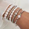 5Pcs/Set Exquisit Imitation Pearls Round CCB Bracelets for Women Ladies Bohemian Vacation Style Bracelets Sets Jewelry Gifts