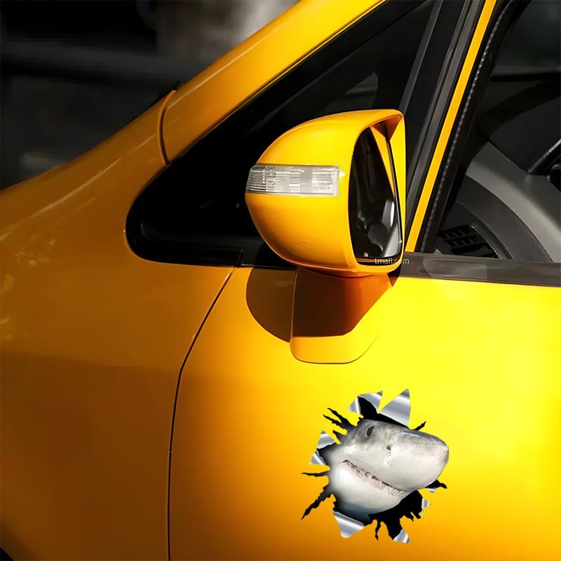 3D Shark Car Sticker, Fun Waterproof Sticker for Cars, Trucks, Motorcycles, Walls, Windows, PVC Material