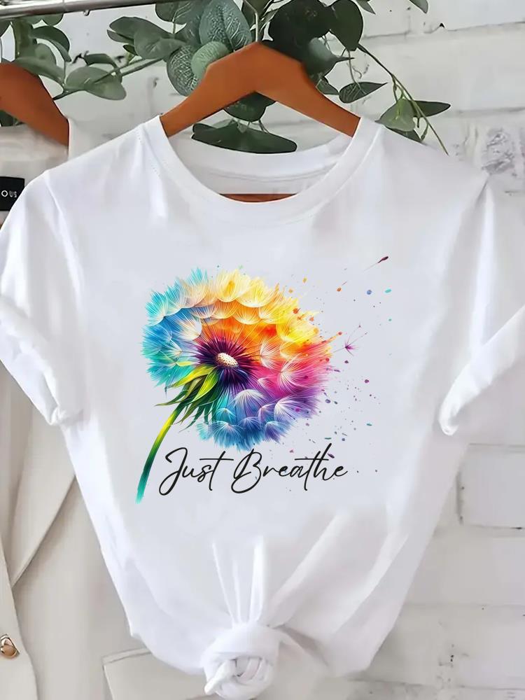 (Asian Size) Women Tee Fashion Lady Clothing Love Heart Feather  Casual T Shirt Female Top Printed Graphic Short Sleeve T-shirts