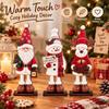 3Pcs Vintage Santa Snowman Reindeer Figurines Set Christmas Table Plaques  Festive Atmosphere