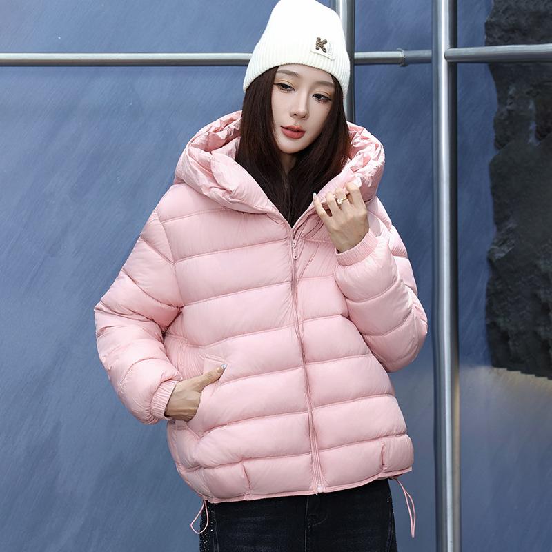 Light and thin new ribs cotton-padded clothes, short women's winter great-looking puffs cotton-padded jackets, hooded small warm jackets