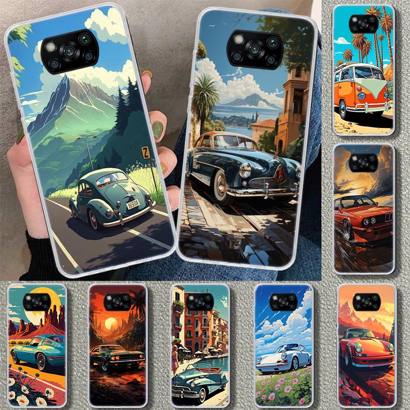 Classic Vintage Old Retro Car Phone Case Cover for Xiaomi Poco X6 X5 X7 Pro F7 Ultra Redmi 15C 15 13C 13 12C 12 10C 10 10A 9C 9A