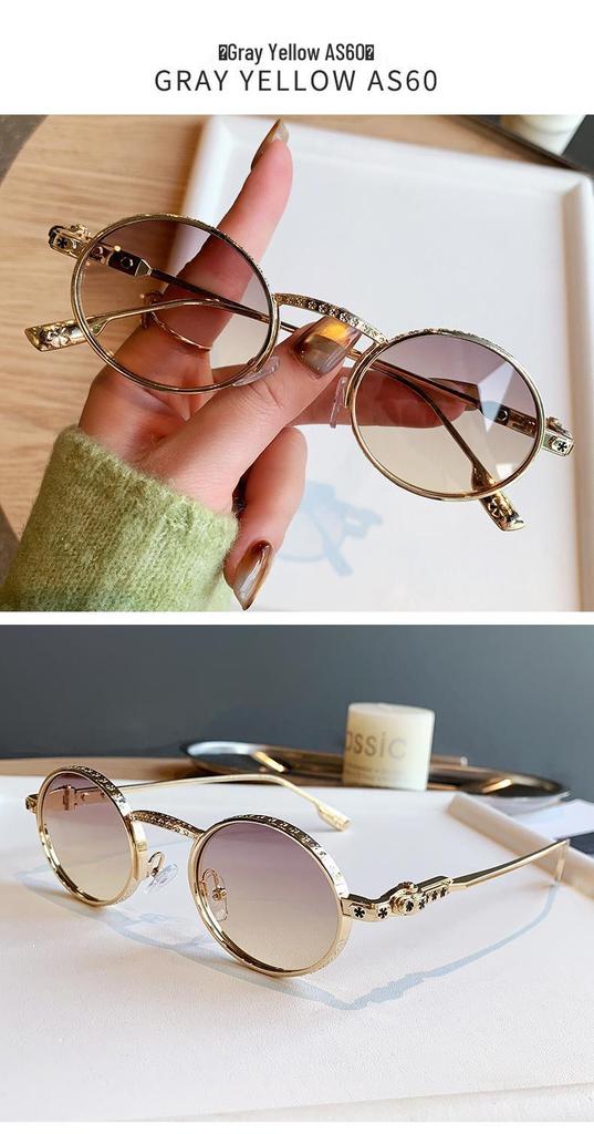 Retro Small Frame Punk Hip Hop Round Sunglasses - European & American Street Style for Women