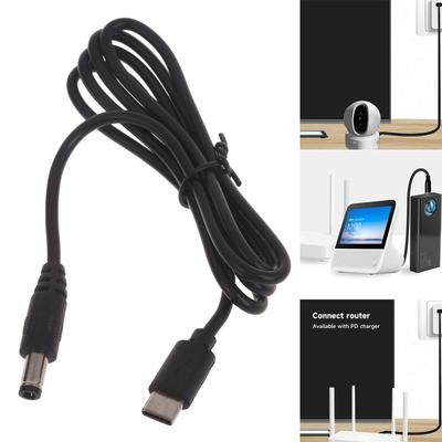 Cabo de alimentação tipo C para 5,5 x 2,5 mm, macho para macho, conector DC5521, fio para roteadores, luzes LED e câmeras
