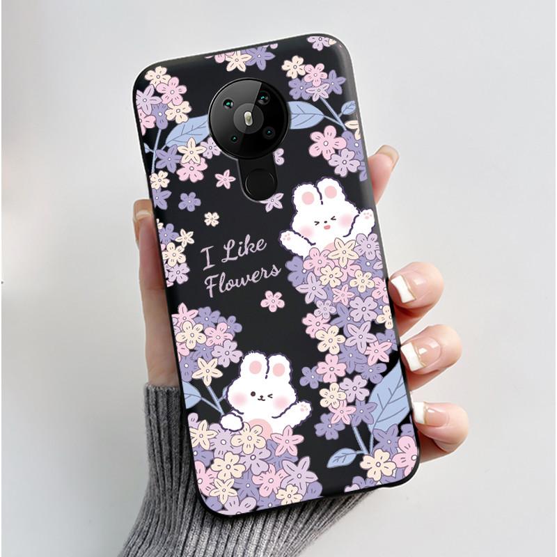 For Nokia 5.3 INS Aesthetic Black For Nokia 5.4/Nokia 3.4 Shockproof Jelly Cover Coconut Tree Pattern Anti-Scratch Soft Shell