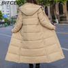 BITCED Winter Cotton Coat for Women - Extended Length, Knee-Length, Slim Fit, Bestie Style, Warm and Thickened Mid-Length Quilted Jacket