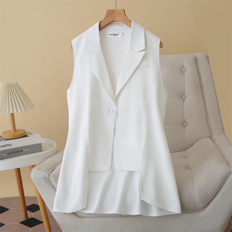 2026 Spring/Summer Plus Size Irregular Swallowtail Women s Mid-Length Cardigan Vest 3XL