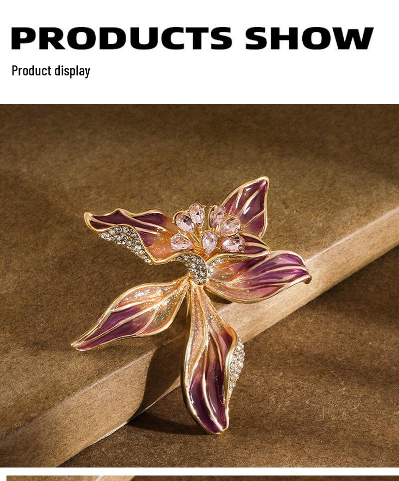 Elegant French Iris Brooch - Retro High-End Women's Pin for Suits & Coats