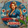 Vintage Texaco Pin Up Girl Metal Tin Sign Retro Garage Americana Wall Art