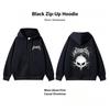 Zip Up Hooded Sweatshirt, Front & Back Printed Long Sleeve Fleece Lined Hoodie for Women Casual Daily Wear