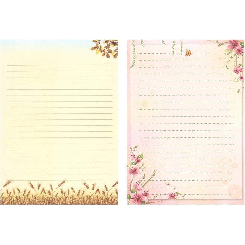 50 Writing Stationery Paper Set, Lined Stationery Paper for Writing letters, Floral Letter Writing Papers with lines for Invitations, Notes,