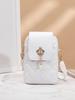 2025 New Pearl Pendant Bag, Rhombus Vertical Mobile Phone Bag, Fashion Hundred Towers Women's Bag, Rhombus Embroidered Messenger Bag