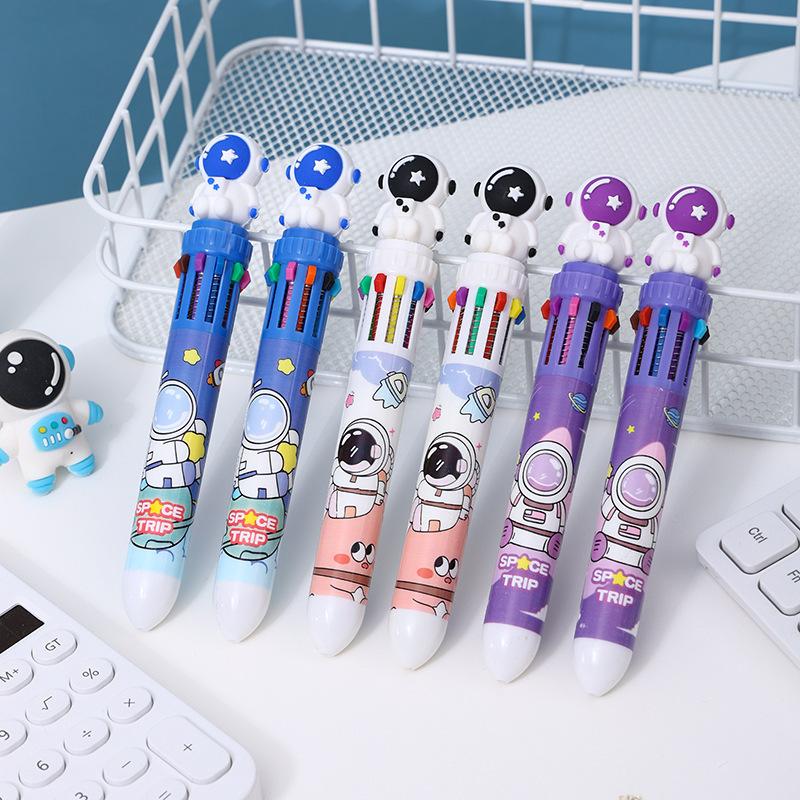Back To School Season 36pcs 0.7mm Astronaut Ten-color Ballpoint Pen Cartoon Shape Multi-color Hand-door Pen Key Mark Pen Stationery