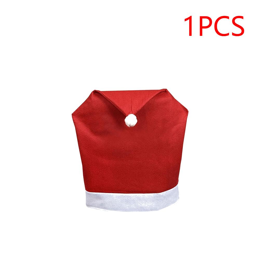 1-15 stuks Kerst Stoelhoezen Decor Kerstman Rode Hoed Stoelkap Keuken Eetkamerstoel Slipcovers Sets Voor Kerstvakantie
