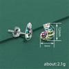 Cute Female Small Rainbow Enamel Animal Stud Earrings Vintage Silver Color Wedding Party Gift  For Women