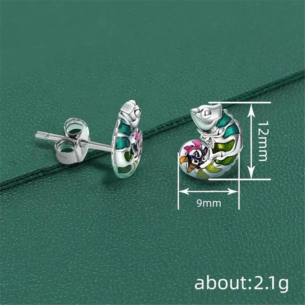 Cute Female Small Rainbow Enamel Animal Stud Earrings Vintage Silver Color Wedding Party Gift For Women
