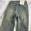 Fleece Lined Straight Leg Jeans Women Autumn Winter Plus Size High Waist Hip Wide Stretch Bootcut Horsehoof Pants