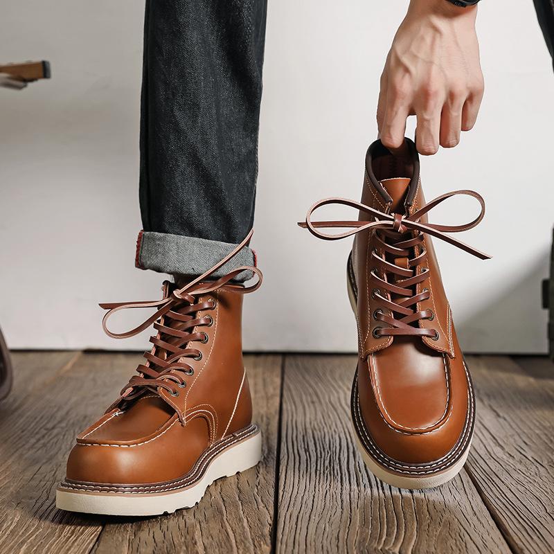 Medium Work Boots Men's Autumn and Winter American Martin Boots British Retro High-top Boots 8203-M
