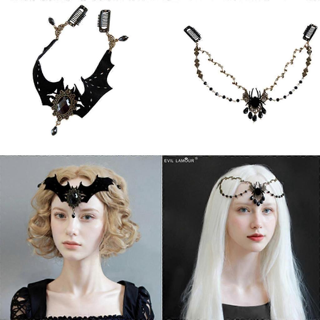 Feathered Headband Bat Hairpin Halloween Headpiece Bat Necklace Halloween Head Chain for Women Girl Style 9 New Arrival