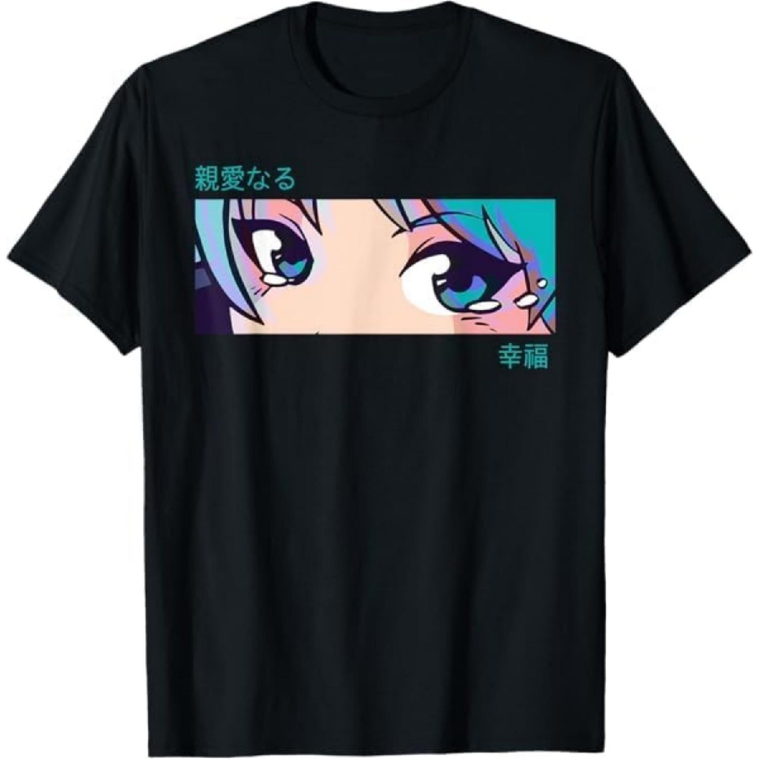 Anime Girl Eyes - Japan Culture Art - Japanese Aesthetic T-Shirt TiuH Mens Womens Tank Top Sweatshirt Hoodie Longsleeve 909 Black S