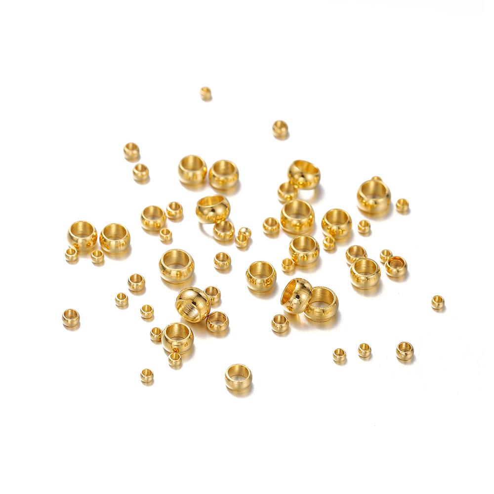 100Pcs/Lot 1.5-4mm Stainless Steel Gold Color Spacer Beads Charm Loose Bead for DIY Bracelets Necklace Jewelry Making Supplies
