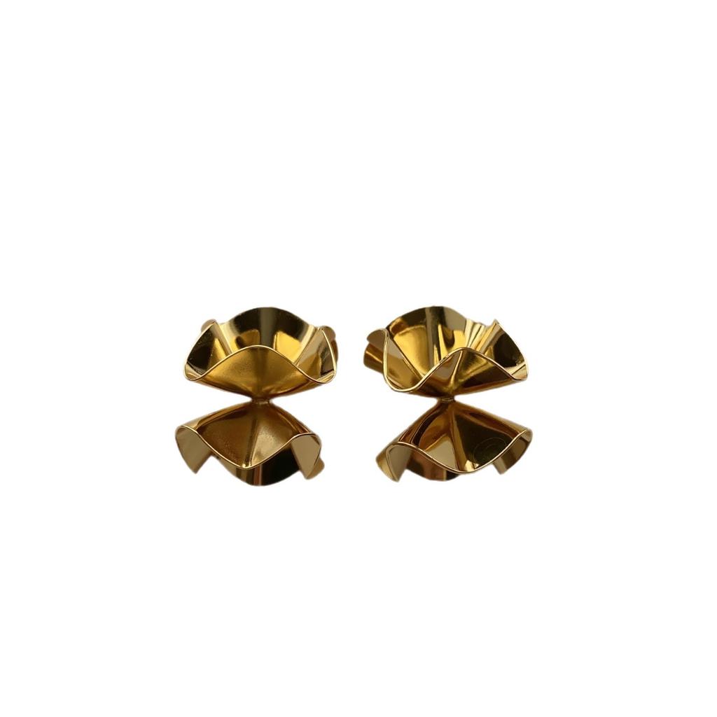 Geometric Origami Art Three-Dimensional Stud Earrings, High-End Simple Fashion Niche Exquisite French Light Luxury Folding Earrings