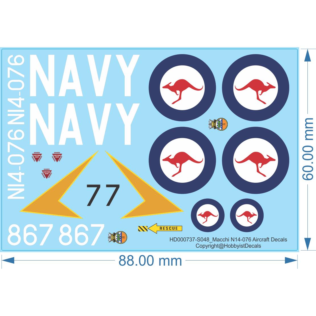 Macchi N14-076 Armor Decals - 1/48 - Waterslide - Waterslide, 1/48