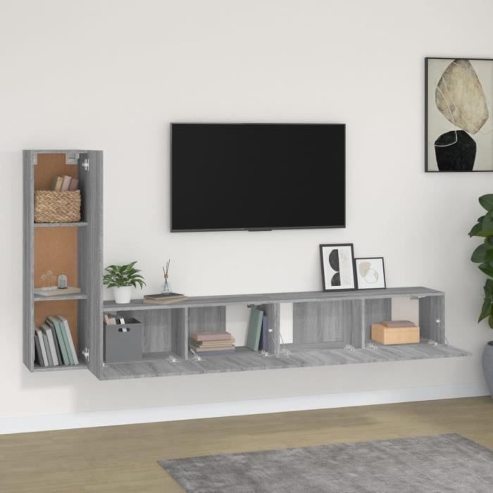 VidaXL TV Unit Set 3 Pcs Sonoma Grey Engineered Wood 3114324