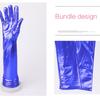 Women Faux Leather Sparkly Metallic Long Gloves for Evening Costume Party Dance