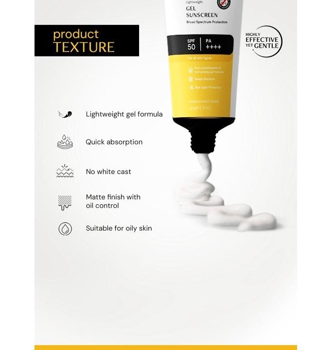 Gel Sunscreen SPF 50 PA++++ -100% Photostable-Lightweight In-Vivo Tested 50g
