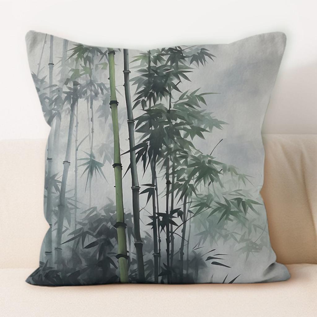 Traditional Chinese Ink And Bamboo Pillowcase, Suitable For Home Sofa Decoration, Living Room, Dormitory
