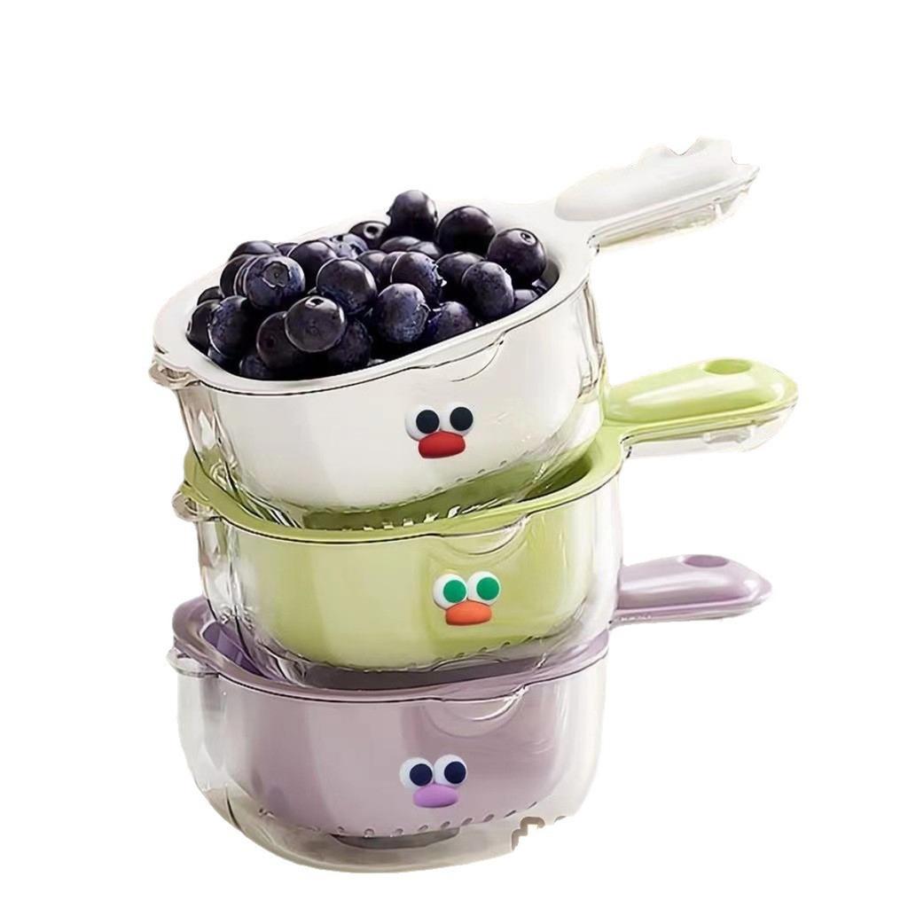 Kitchen Double-layer Basket, Fruit And Vegetable Bowl, Double-layer Design, Lock Design, Portable Storage Fruit Washing Multi-purpose Kitchen Cleaning
