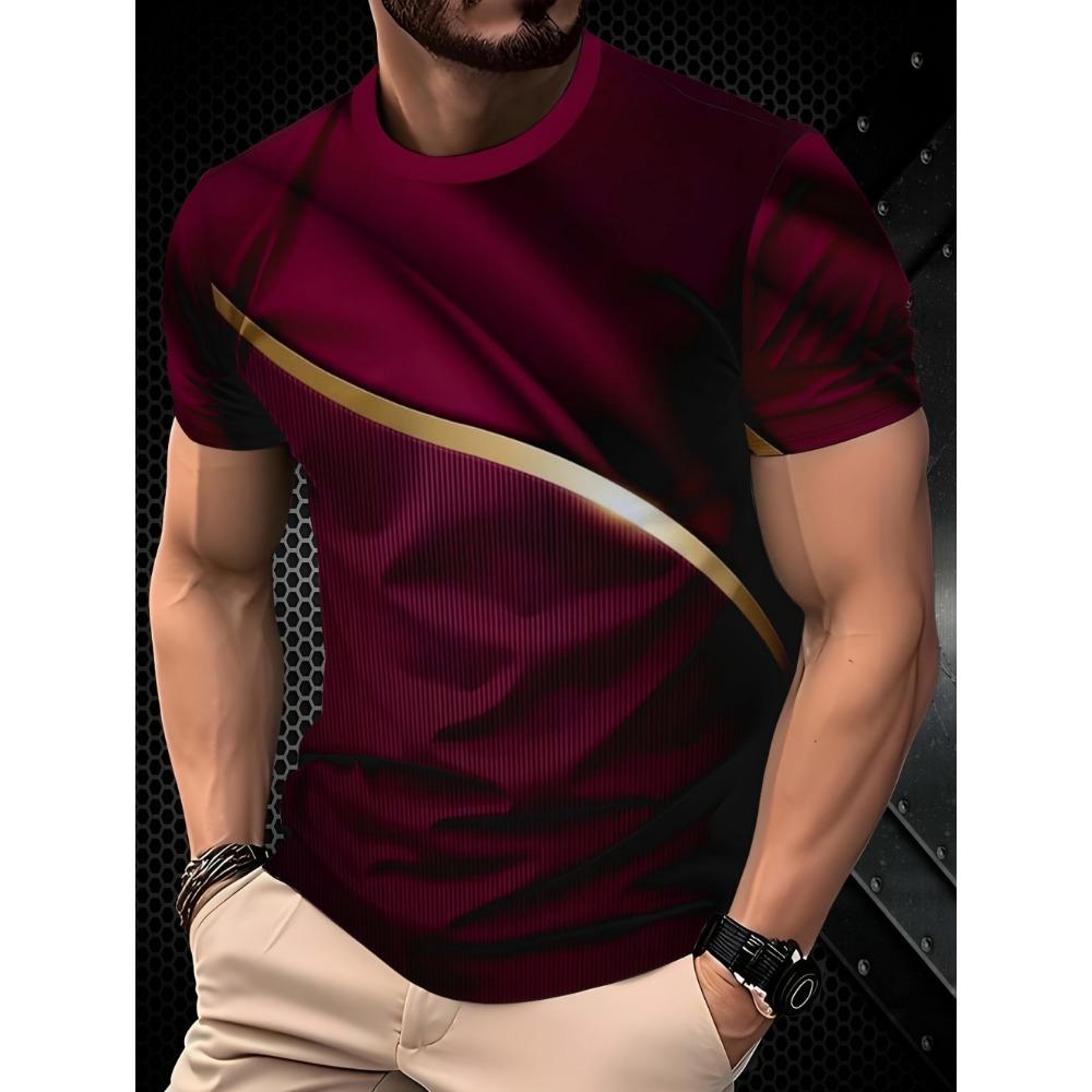 Men's 3D Line Stripe Printed T-shirt