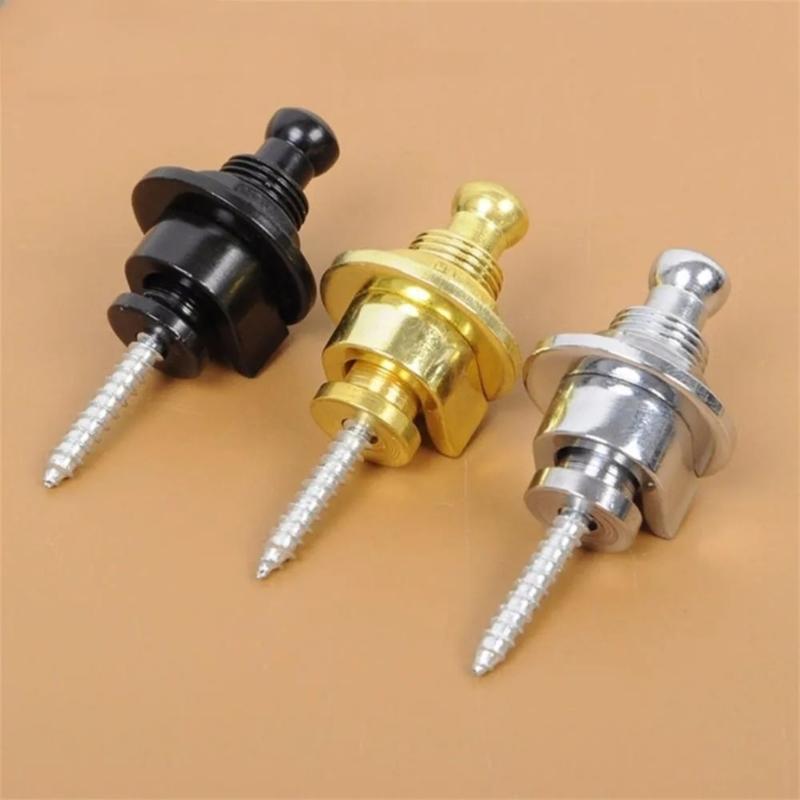 Pack of 2 Guitar Strap Locks Easy to Use Guitars Strap Buttons Metal Texture Bass Straps Locks Metal Guitar Pins