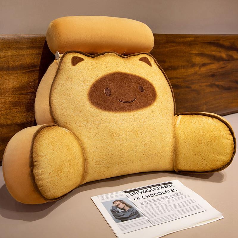 Cartoon Bedside Soft Animal Bread Cat Capybara Backrest Sofa Cushion Plush Biscuit Cat Triangle Pillow On The Bed Gifts