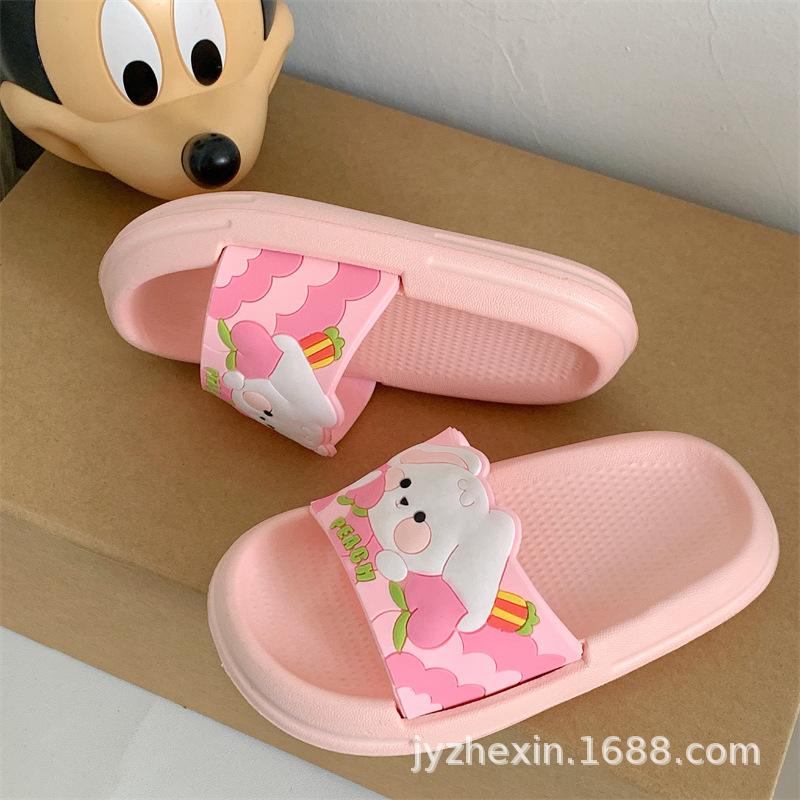 Chinelos de Verão para Meninas - Desenho de Pêssego Antiderrapantes - Sapatos Fofos e Macios para Interior/Exterior