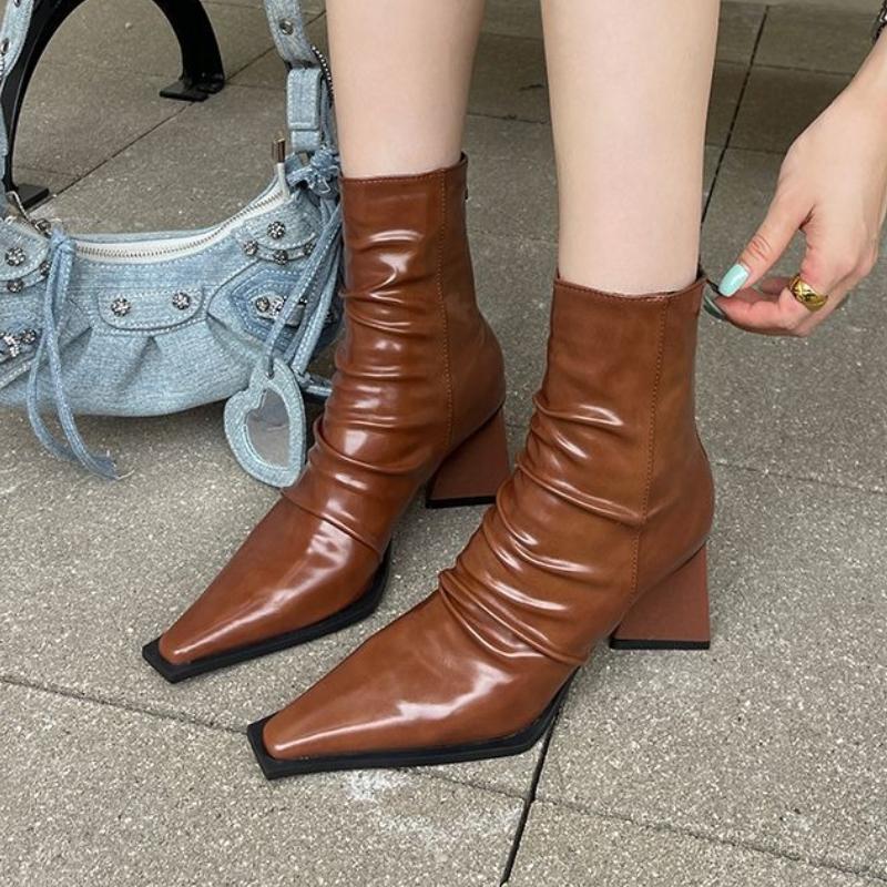 Sexy Women Ankle Boots Pointed Toe High Heels Shoes Luxury Dress Party Woman Boots Elegant 2025 Winter New Pumps Botas