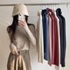 Korean Style Rolled Edge Puffy Collar Slim Fit Knit Sweater for Women