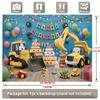 Party-Hintergrund BauLKW Gelber Bagger Luftballons Kuchen Verspielte Foto-Booth-Deko Geburtstagsparty-Deko