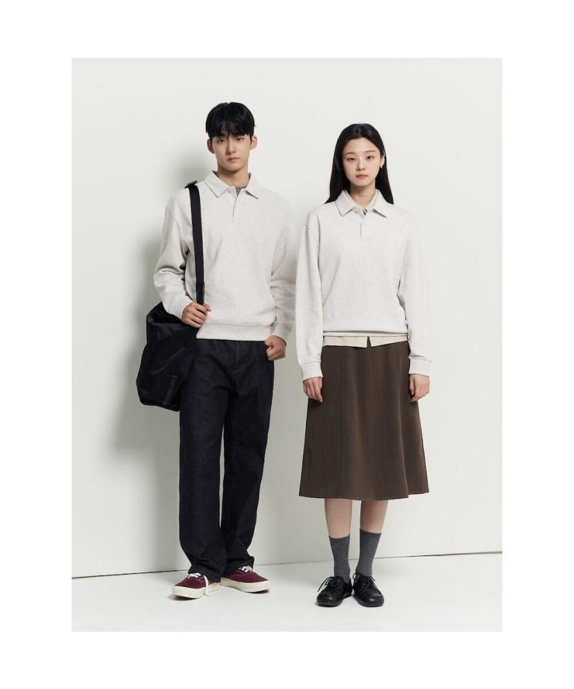 Binpolmen Double Knit Collared Sweatshirt Ivory