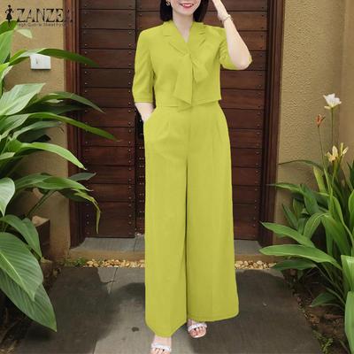 Women Short Sleeve Blouse and Pants Casual Two Piece Suit Sets
