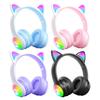 Active Noise Cancelling Wireless Bluetooth-compatible Cats  Ear Headphones Led Foldable Earphones TF Card Support