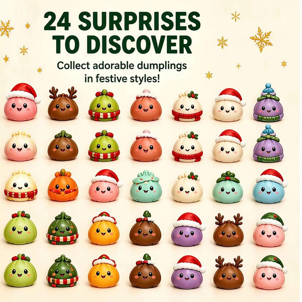 Dumpling Squishy Advent Calendar Christmas 24 Days Countdown Slow Rising Squeeze Sensory Fidget Home Decor Holiday Gifts