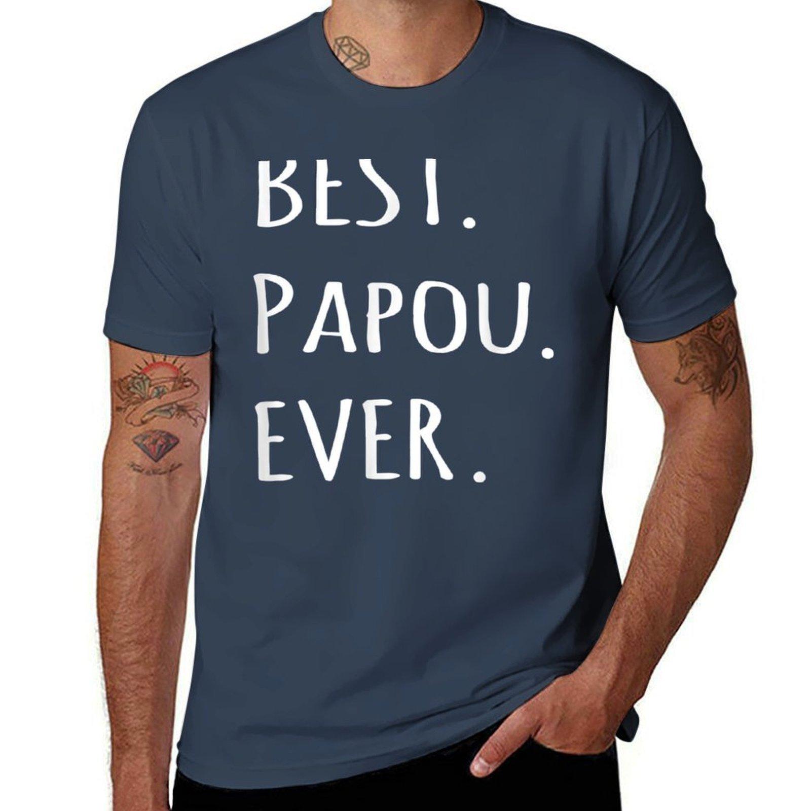Best Papou Ever Greek Word For Grandpa Tshirt Basic Solid Color Short Sleeve Tshirt S