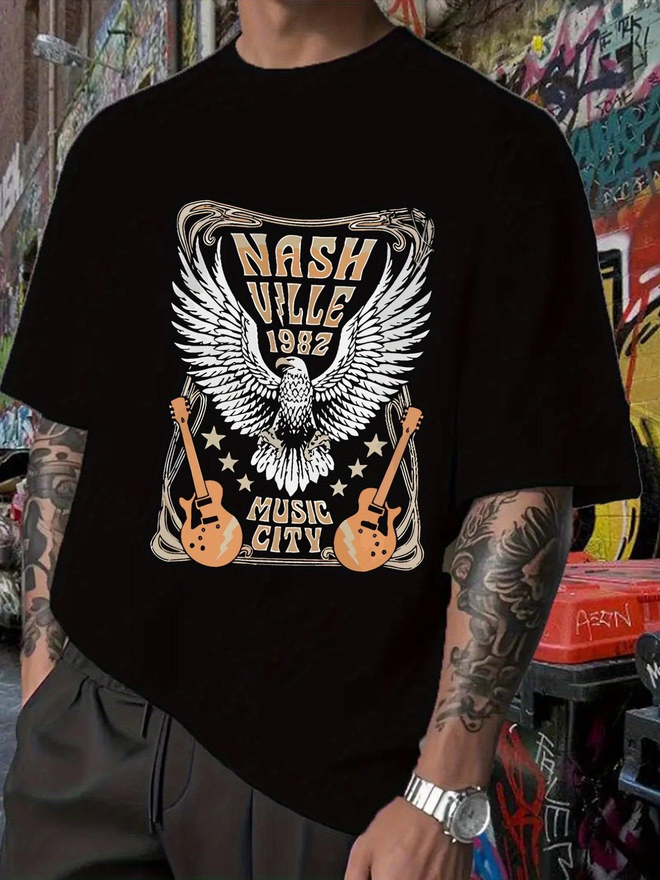Music City Nashville Print Fashion Trendy Short-Sleeve T-shirt M