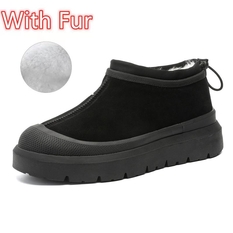 Suede Leather Men's  Ankle Boots Stylish Snow Sneakers Outdoor Casual High Top Shoes Fashion Male Winter Warm Boots Comfy Botas