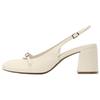 Mary Jane Slingback Block Heel Pumps Beige Womens 12802510001